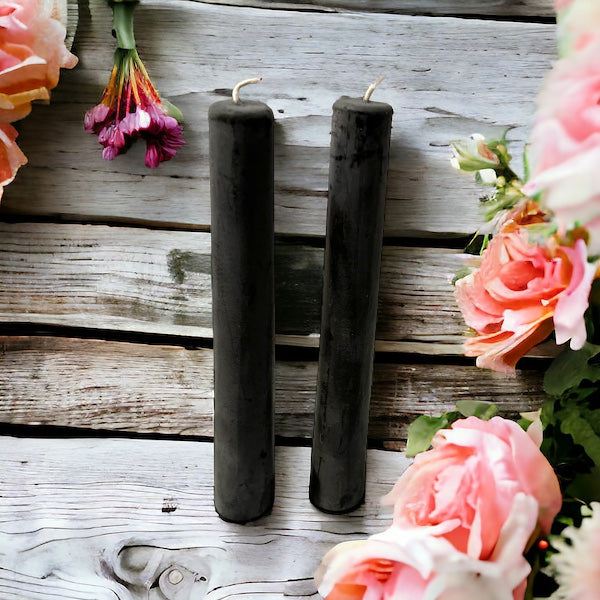 Oregon Beeswax Black Taper Candle Set | unscented
