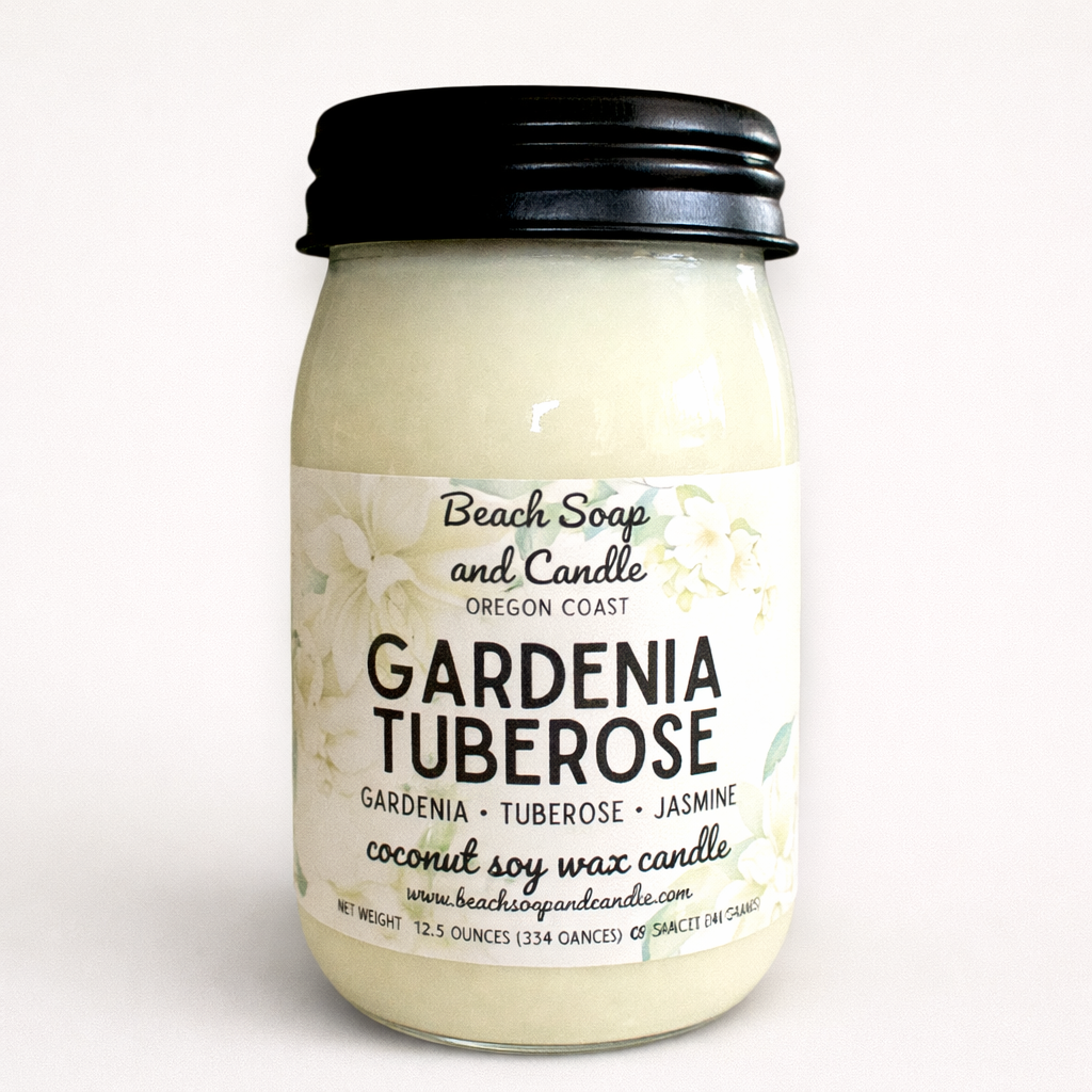 Gardenia Tuberose, Coconut Soy Wax Mason Jar Candle