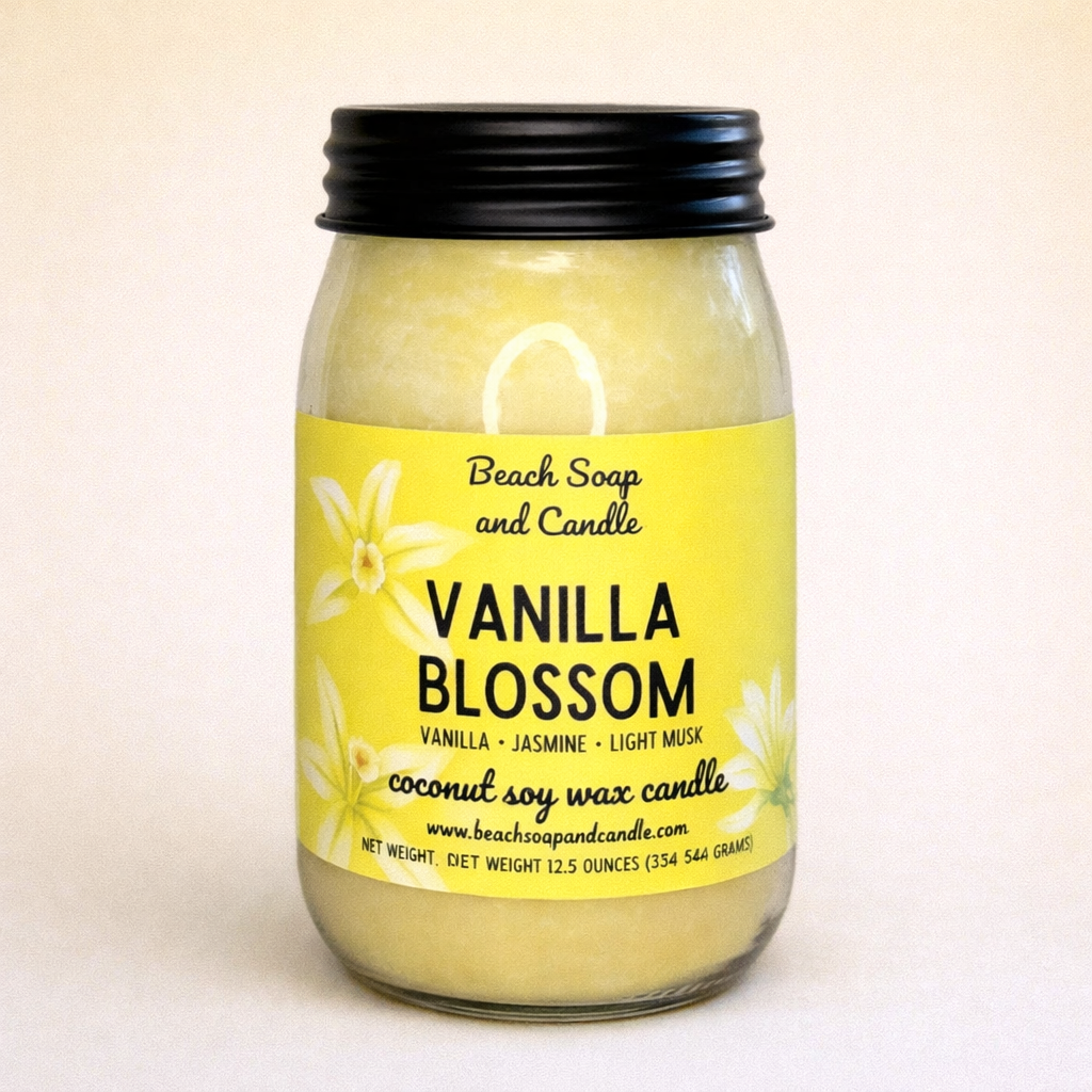 Vanilla Blossom, Coconut Soy Mason Jar Candle