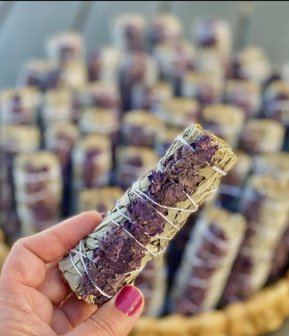 White Sage Stick with Dried Lavender