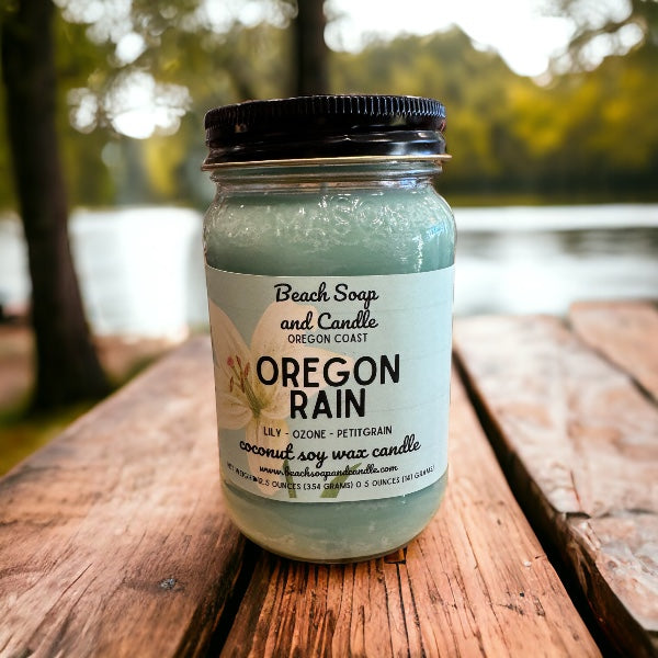 Oregon Rain Coconut Soy Mason Jar Candle