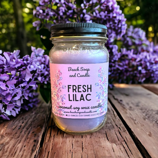 Fresh Lilac Coconut-Soy Mason Jar Candle