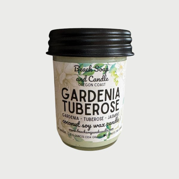 Gardenia Tuberose, Coconut Soy Wax Mason Jar Candle