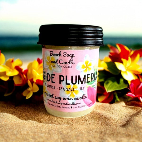 Seaside Plumeria, Coconut Soy Wax Mason Jar Candle