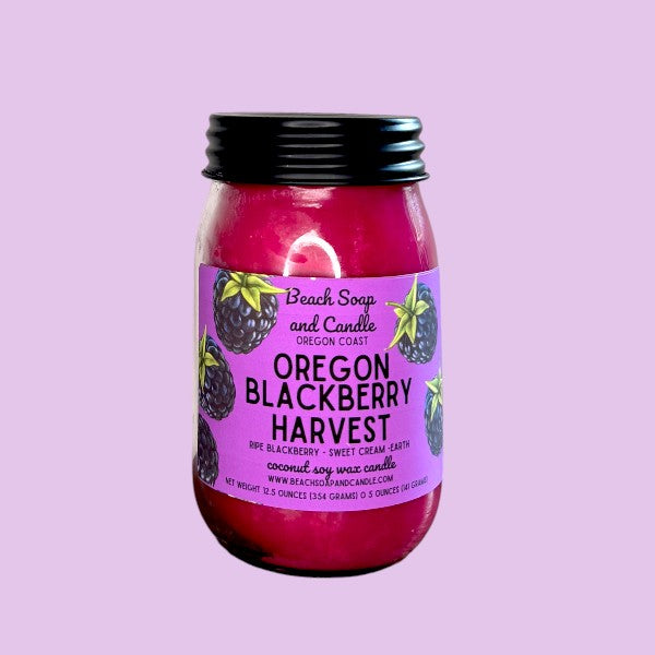 Oregon Blackberry Harvest, Coconut-Soy Wax Mason Jar Candle