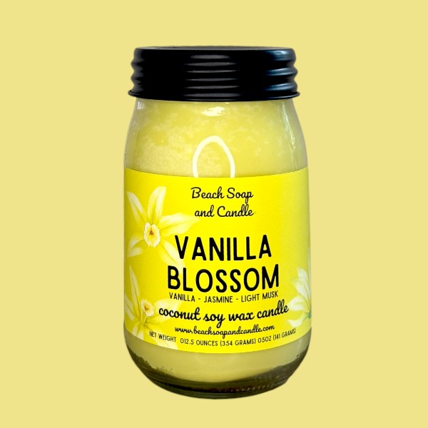 Vanilla Blossom, Coconut Soy Mason Jar Candle