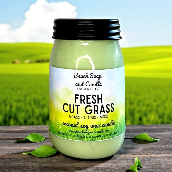Fresh Cut Grass - Coconut Soy Wax Mason Jar Candle