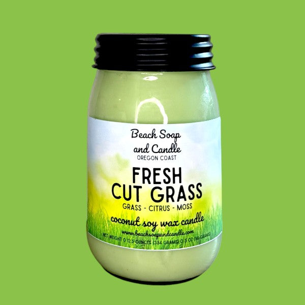 Fresh Cut Grass - Coconut Soy Wax Mason Jar Candle