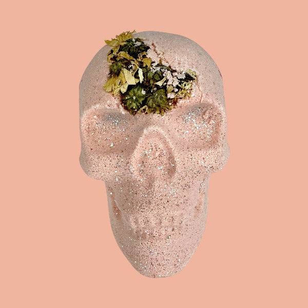 Sugar Skull Foaming Bath Bomb - Pink